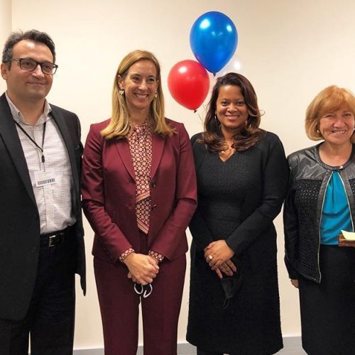 Rep. Sherrill (second from left) stands with key VETSmile leadership: Zufall Health chief dental officer Sam Wakim, DMD, MPH; VA CCPI executive director Roshni Ghosh, M.D., MPH, and Zufall Health president and chief executive officer Eva Turbiner.